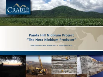 Panda Hill Niobium  Managing Director  The Next Niobium Producer  E: