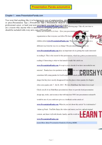 Presentation Panda automotive  Chapter 1 : www.PresentationPanda.com  You wont find anything like