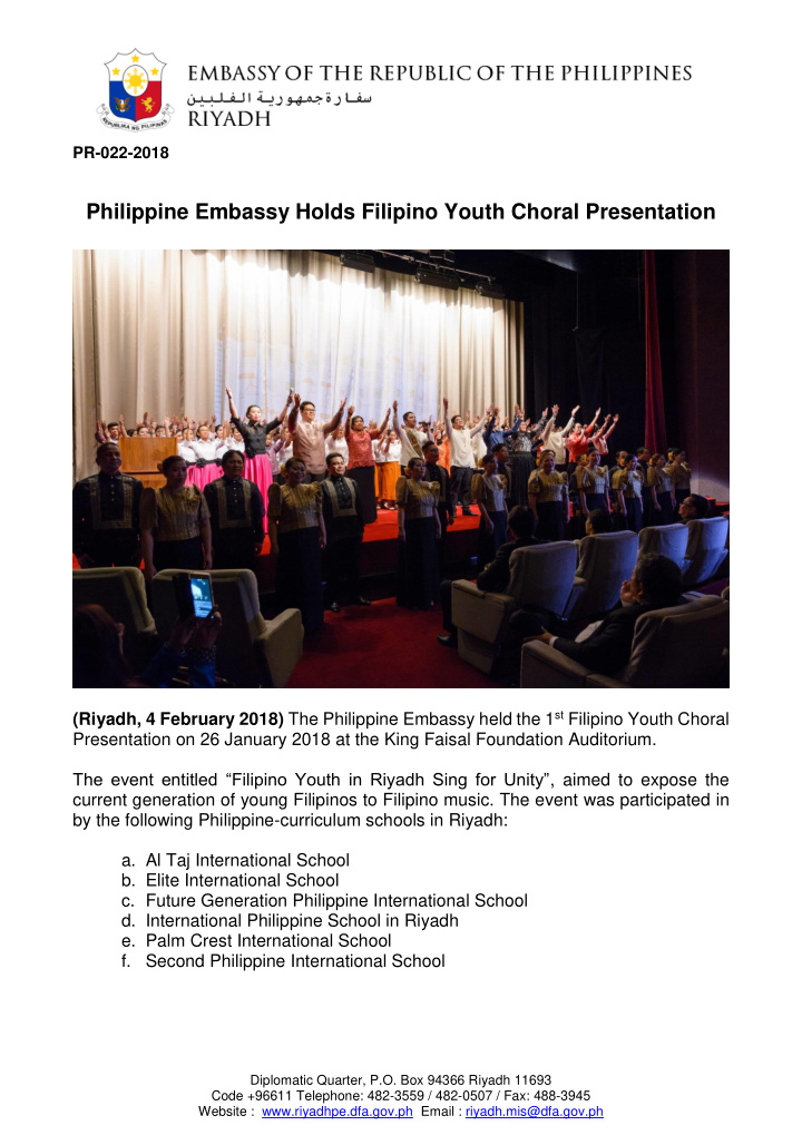 philippine embassy holds filipino youth choral