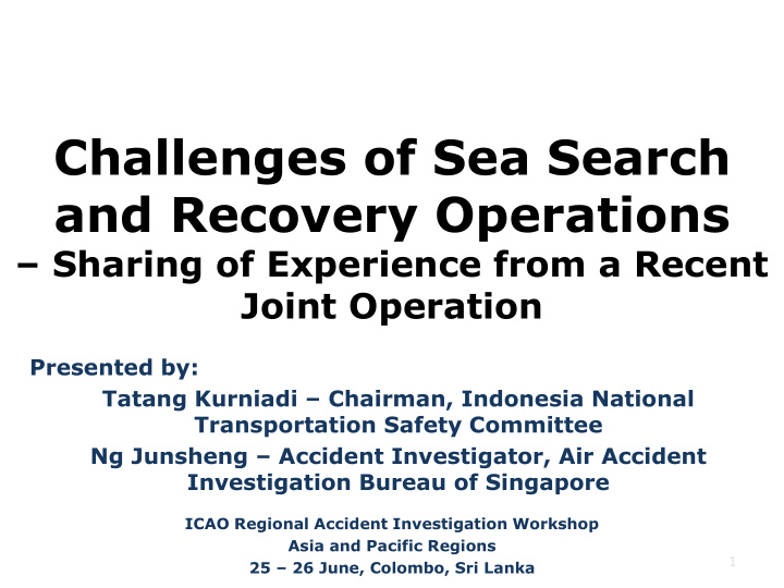 challenges of sea search