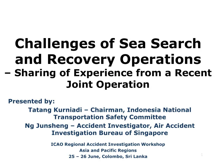 challenges of sea search