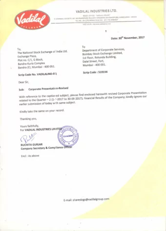 INDUSTRIES  Q2 &amp; H1FY18  Results Presentation  Disclaimer  Certain statements in this document