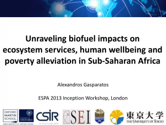 Unraveling biofuel impacts on  ecosystem services, human wellbeing and  poverty alleviation in