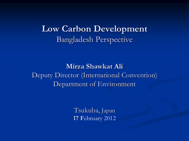 low carbon development