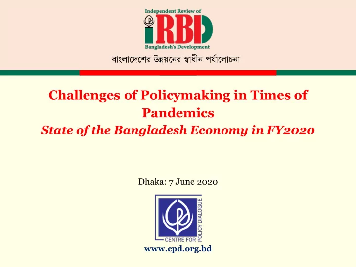 challenges of policymaking in times of pandemics