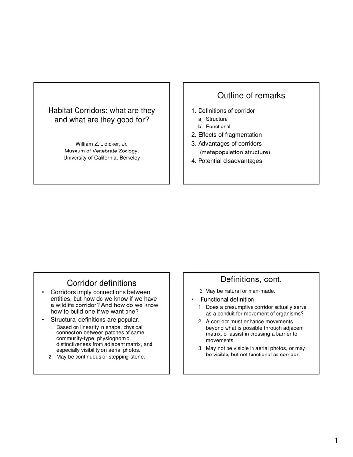 outline of remarks