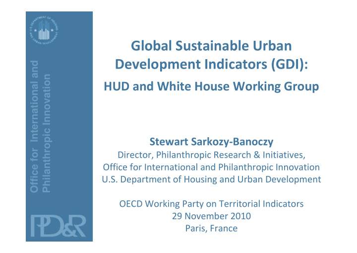 global sustainable urban development indicators gdi