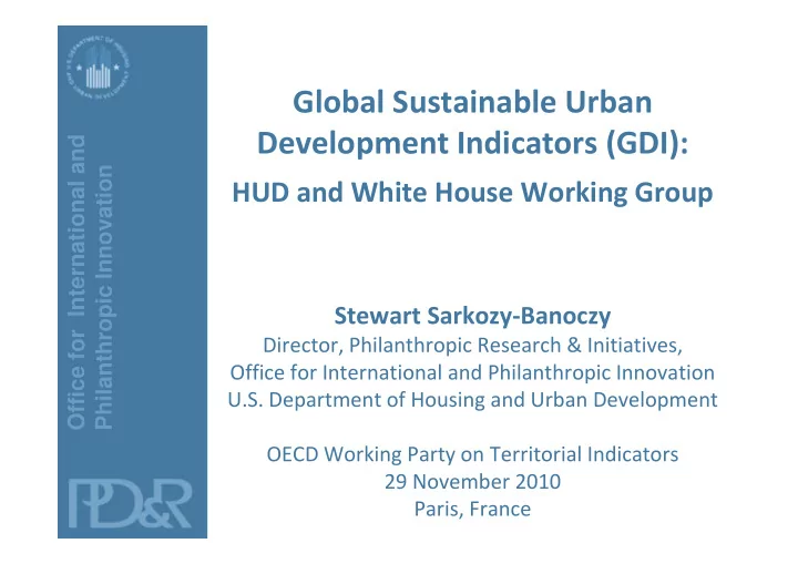 global sustainable urban development indicators gdi