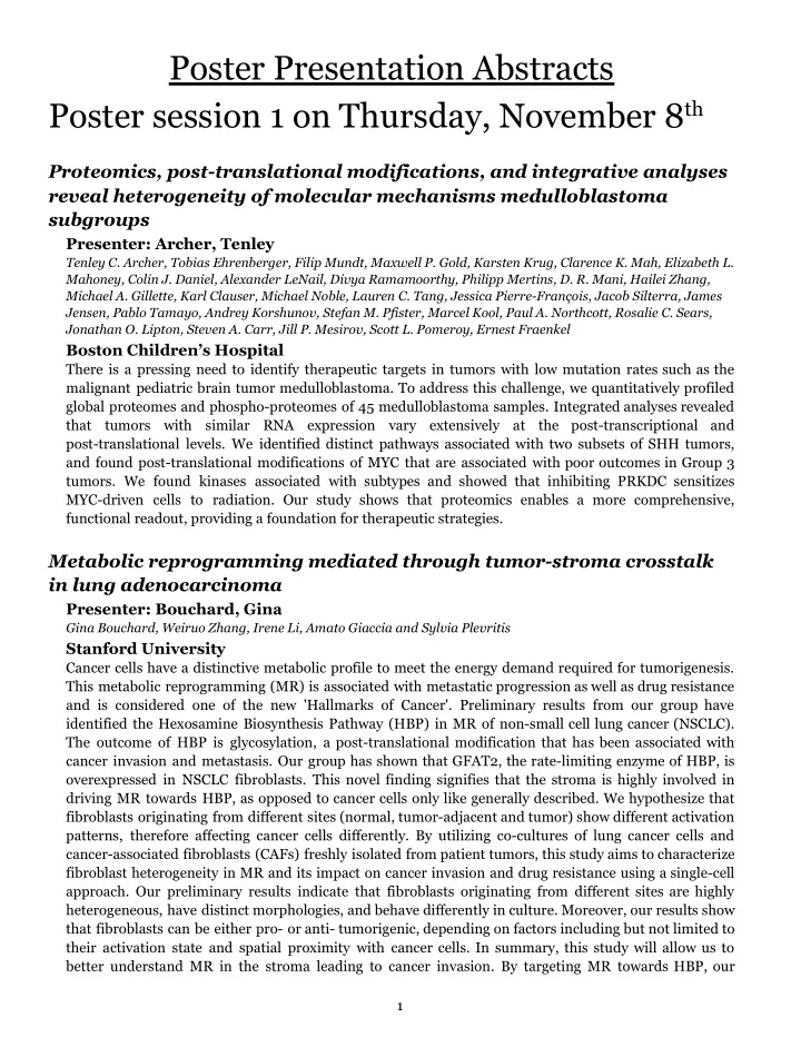 poster presentation abstracts poster session 1 on