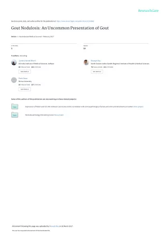 Gout Nodulosis: An Uncommon Presentation of Gout Article in Australasian Medical Journal