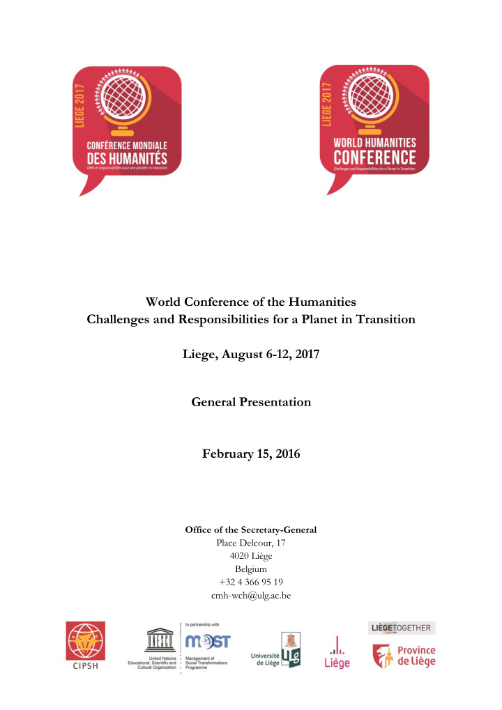 world conference of the humanities challenges and