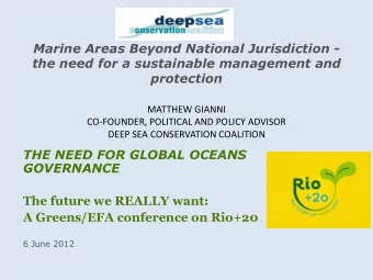 MATTHEW GIANNI  CO-FOUNDER, POLITICAL AND POLICY ADVISOR  DEEP SEA CONSERVATION COALITION  THE NEED
