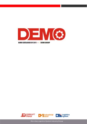 DEMO CATALOGUE OF 2011  DEMO GROUP  &gt;&gt;&gt;  One-stop Logistics System Industry Group &lt;