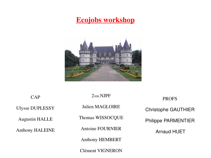 ecojobs workshop