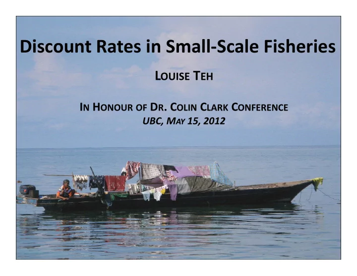 discount rates in small scale fisheries discount rates in