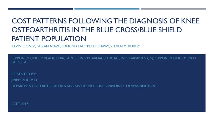 cost patterns following the diagnosis of knee