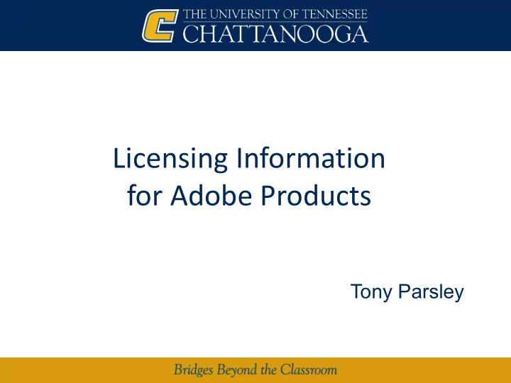 licensing information for adobe products