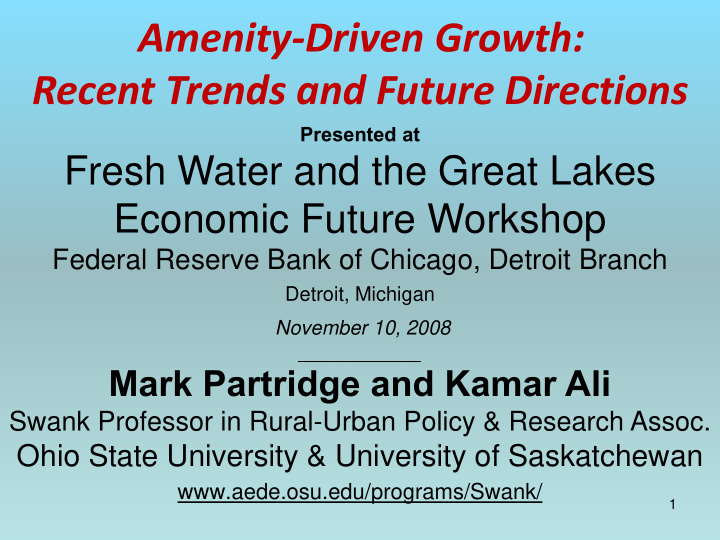 amenity driven growth recent trends and future directions