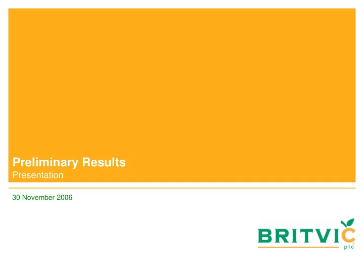 preliminary results