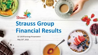 Financial Results Q 1 201 9 Earnings Presentation May 20 th , 2019  1  Disclaimer  GAAP to Non-GAAP