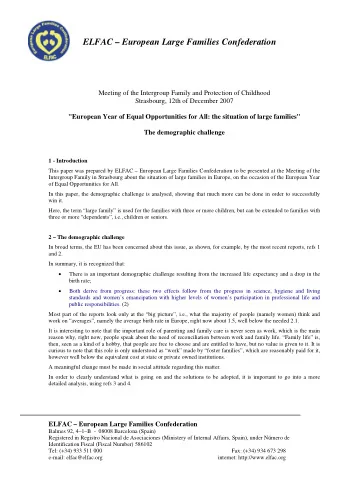 ELFAC  European Large Families Confederation  Meeting of the Intergroup Family and Protection of