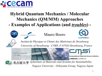 Hybrid Quantum Mechanics / Molecular  Mechanics (QM/MM) Approaches - Examples of Applications (and