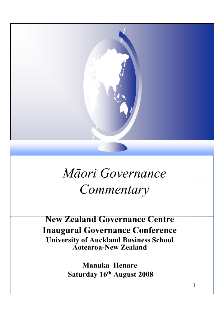 m ori governance commentary