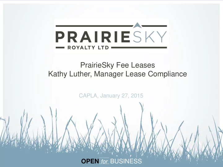 prairiesky fee leases kathy luther manager lease