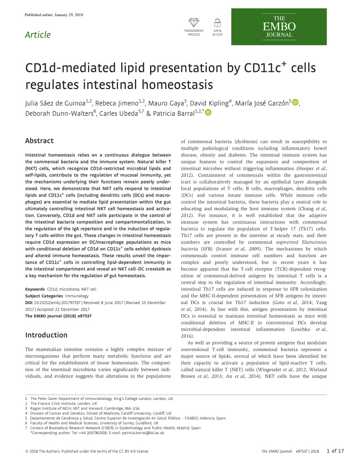 cd 1 d mediated lipid presentation by cd 11 c cells
