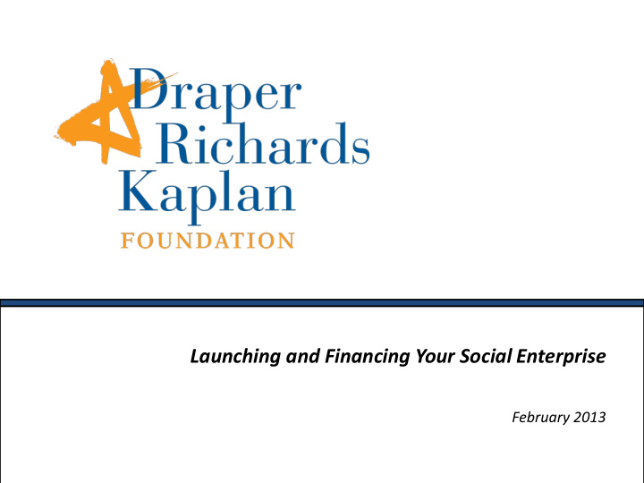 launching and financing your social enterprise