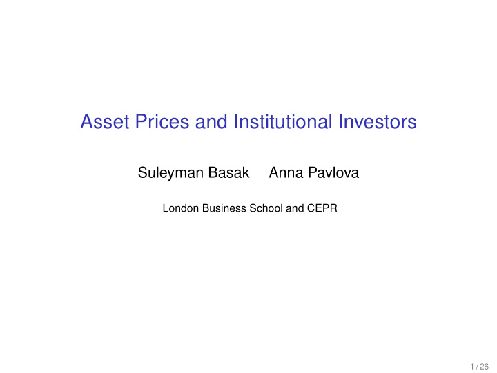 asset prices and institutional investors