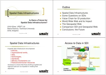 Outline  Spatial Data Infrastructures  Spatial Data Infrastructures  Some Questions on SDIs
