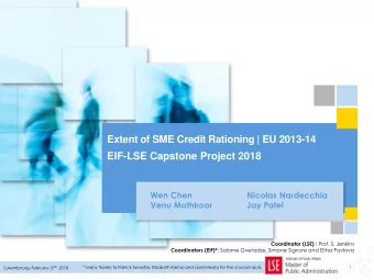 Extent of SME Credit Rationing | EU 2013-14  EIF-LSE Capstone Project 2018  Wen Chen  Nicolas