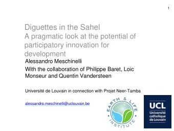 Diguettes in the Sahel  A pragmatic look at the potential of  participatory innovation for