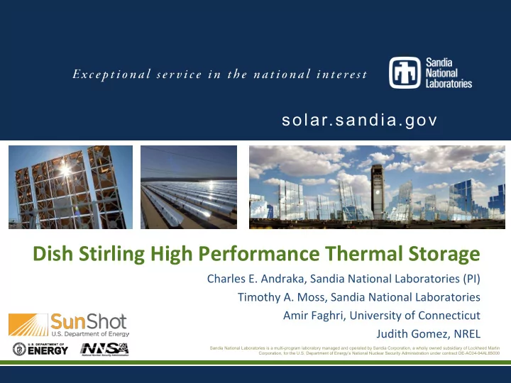 dish stirling high performance thermal storage