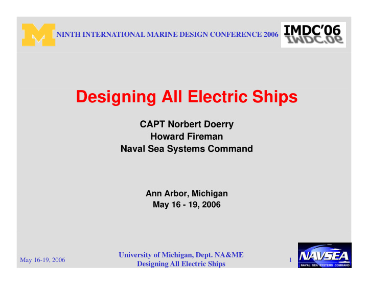 designing all electric ships