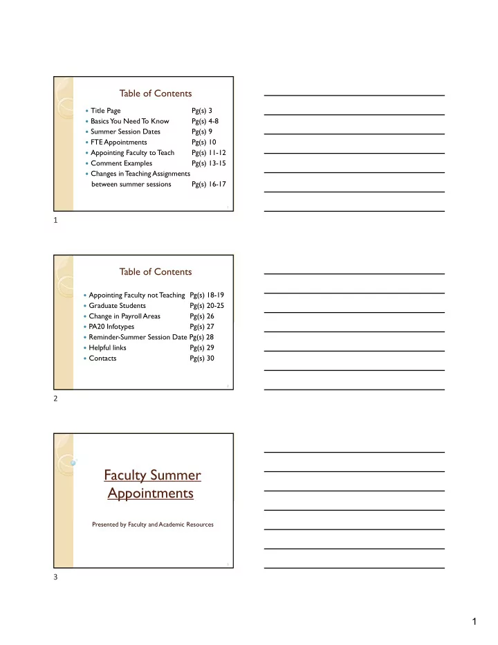 faculty summer appointments