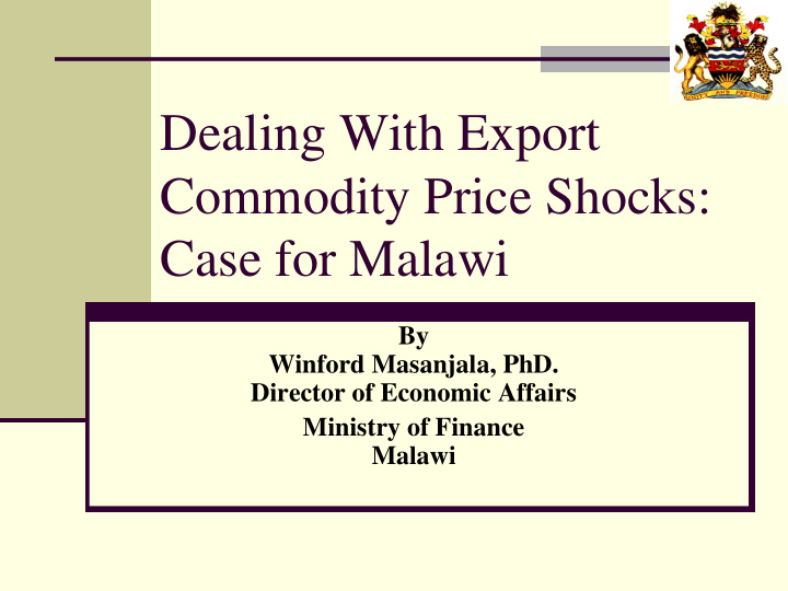dealing with export commodity price shocks case for malawi