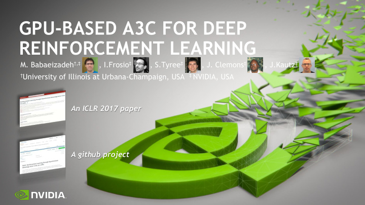 gpu based a3c for deep reinforcement learning