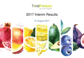 2017 Interim Results  31 August 2017  2017 Interim Results  Forward-Looking Statement  Any