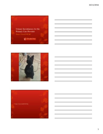 Urinary Incontinence for the  Primary Care Provider  Diana J Scott FNP-BC