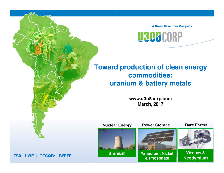 toward production of clean energy commodities commodities
