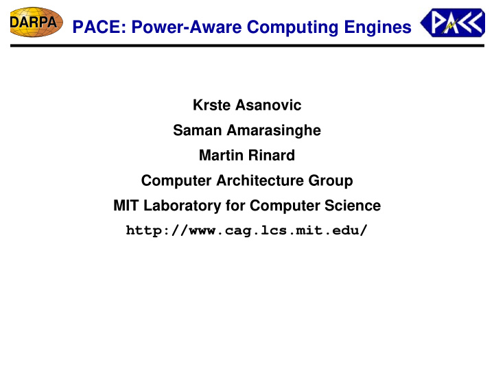 pace power aware computing engines