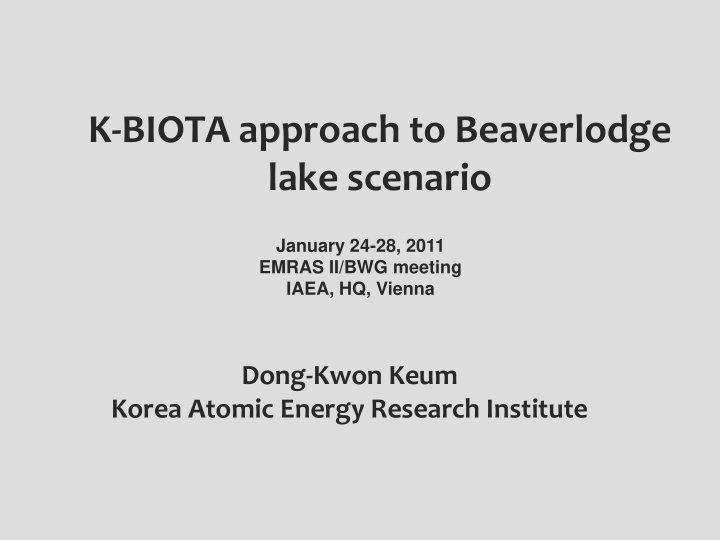 k biota approach to beaverlodge lake scenario