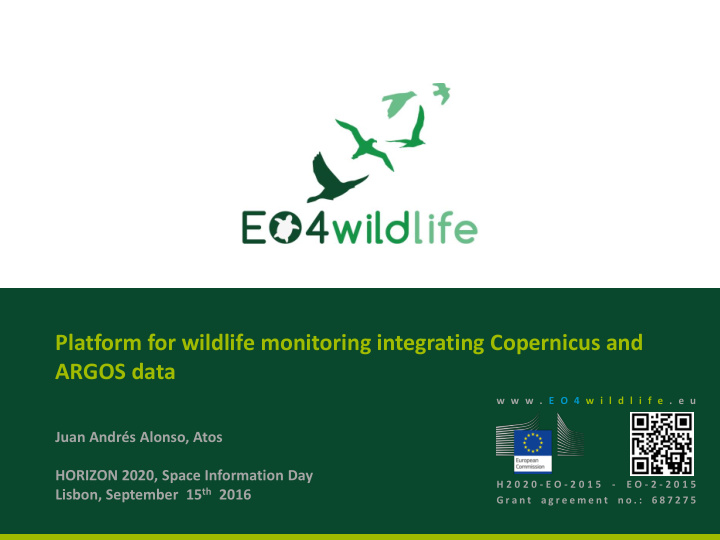 platform for wildlife monitoring integrating copernicus