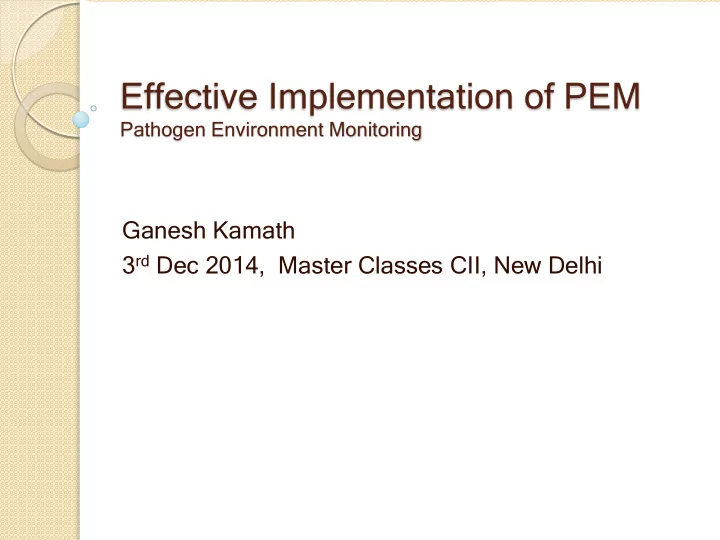 effective implementation of pem