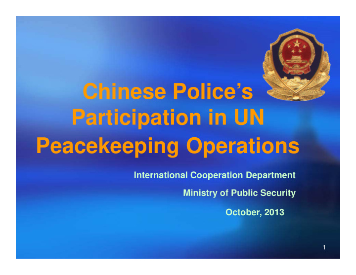 chinese police s participation in un peacekeeping