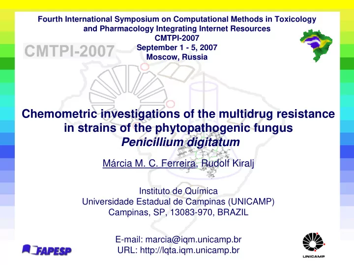 chemometric investigations of the multidrug resistance in