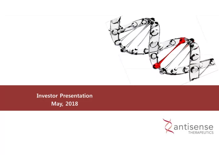 investor presentation may 2018 forward looking statements