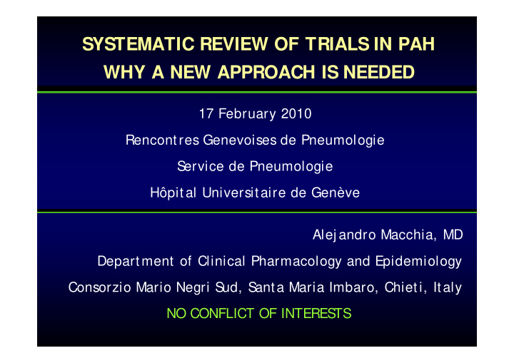 systematic review of trials in pah why a new approach is